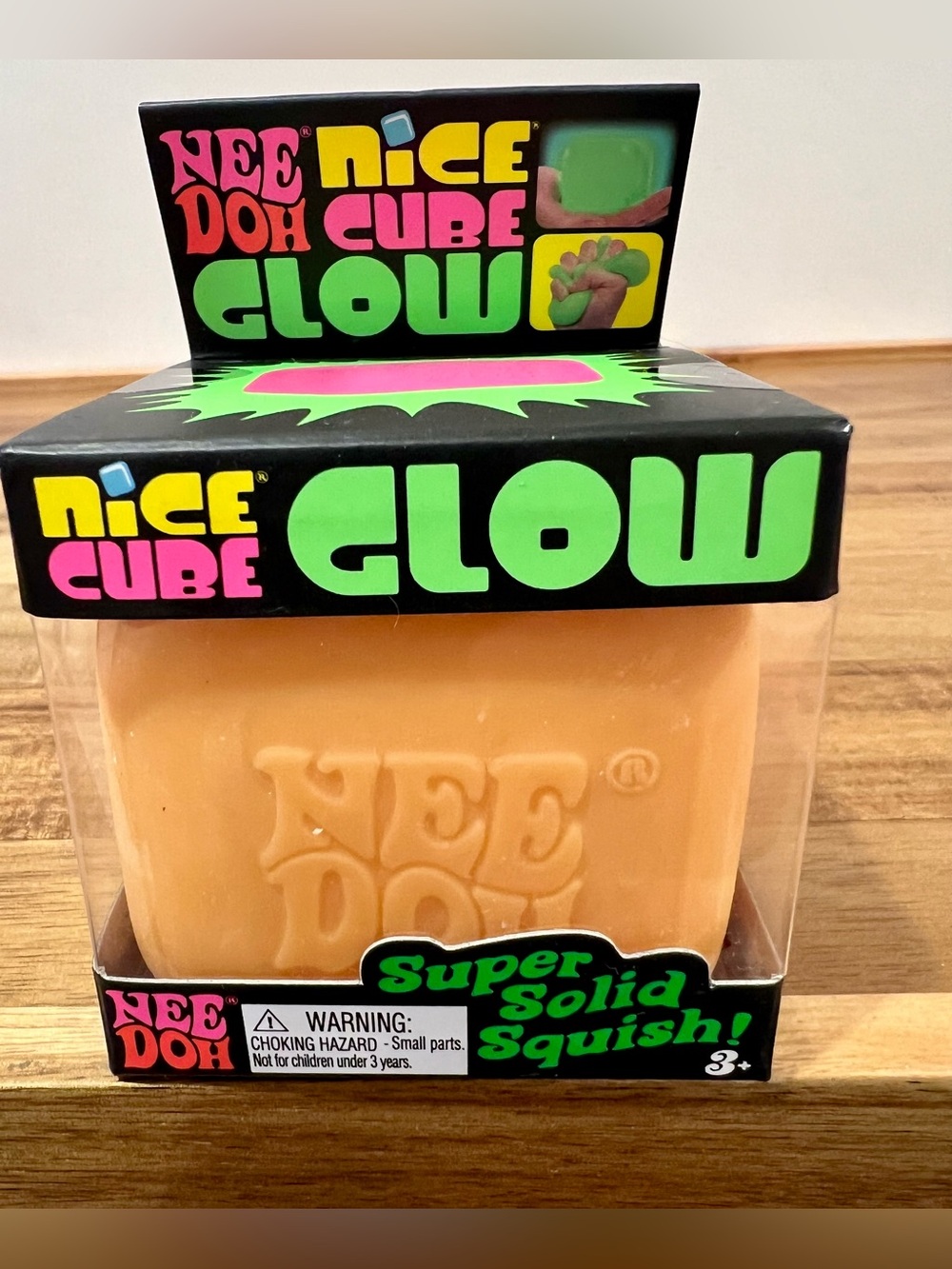 🧡NeeDoh Nice Cube GLOW - Cool Orange Color Squeeze Cube